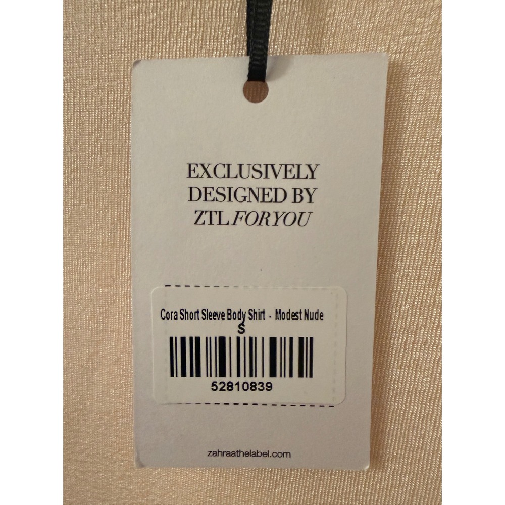 Zahraa The Label Cora Short Sleeve Body Shirt Modest Nude Crew Neck Top Small - Picture 1 of 5